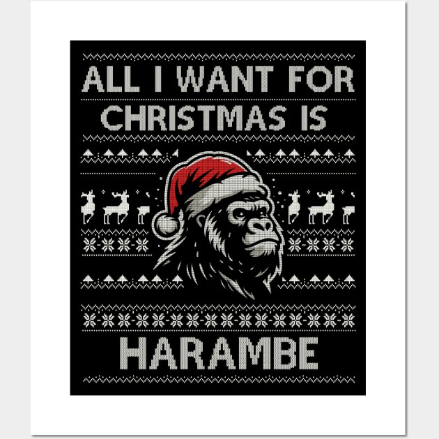 All I want For Christmas Is Harambe Wall Art by Trendsdk